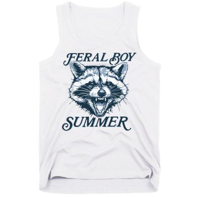 Feral Boy Summer Funny Raccoon Meme Trash Panda Raccoon Tank Top