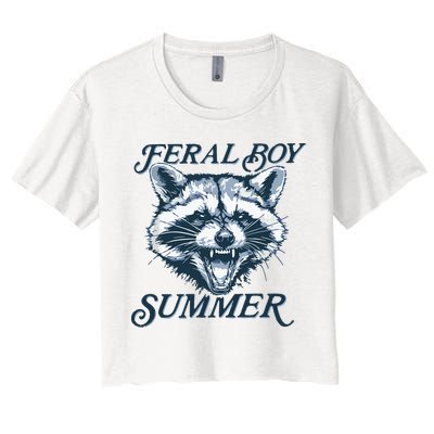 Feral Boy Summer Funny Raccoon Meme Trash Panda Raccoon Crop Top