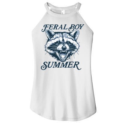 Feral Boy Summer Funny Raccoon Meme Trash Panda Raccoon Women's Perfect Tri Rocker Tank