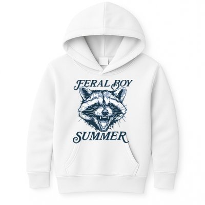 Feral Boy Summer Funny Raccoon Meme Trash Panda Raccoon Kids Hoodie