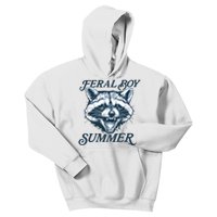 Feral Boy Summer Funny Raccoon Meme Trash Panda Raccoon Kids Hoodie