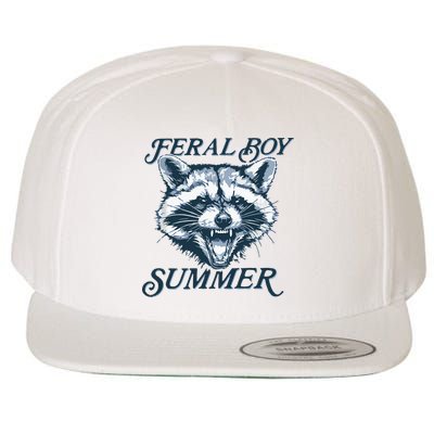 Feral Boy Summer Funny Raccoon Meme Trash Panda Raccoon Wool Snapback Cap