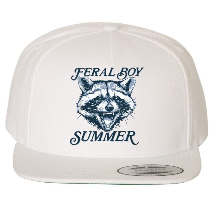 Feral Boy Summer Funny Raccoon Meme Trash Panda Raccoon Wool Snapback Cap