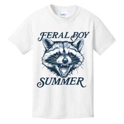 Feral Boy Summer Funny Raccoon Meme Trash Panda Raccoon Kids T-Shirt