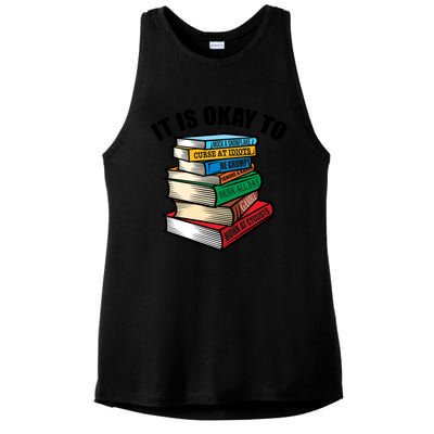 Funny Book Stack Satire For Grumpy People Humor Lover Gift Ladies PosiCharge Tri-Blend Wicking Tank