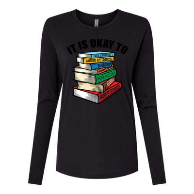 Funny Book Stack Satire For Grumpy People Humor Lover Gift Womens Cotton Relaxed Long Sleeve T-Shirt