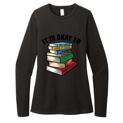 Funny Book Stack Satire For Grumpy People Humor Lover Gift Womens CVC Long Sleeve Shirt