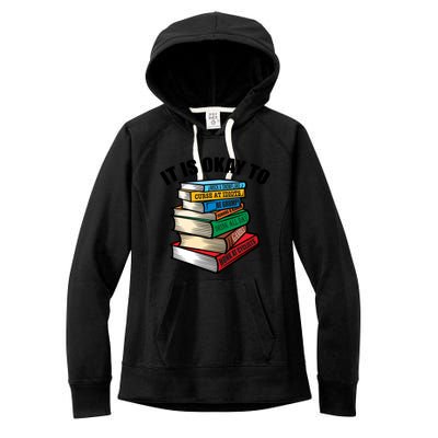 Funny Book Stack Satire For Grumpy People Humor Lover Gift Women's Fleece Hoodie