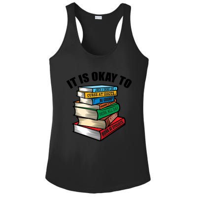 Funny Book Stack Satire For Grumpy People Humor Lover Gift Ladies PosiCharge Competitor Racerback Tank