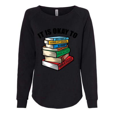 Funny Book Stack Satire For Grumpy People Humor Lover Gift Womens California Wash Sweatshirt