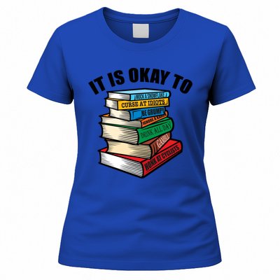 Funny Book Stack Satire For Grumpy People Humor Lover Gift Women's T-Shirt