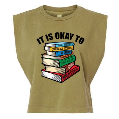 Funny Book Stack Satire For Grumpy People Humor Lover Gift Garment-Dyed Women's Muscle Tee