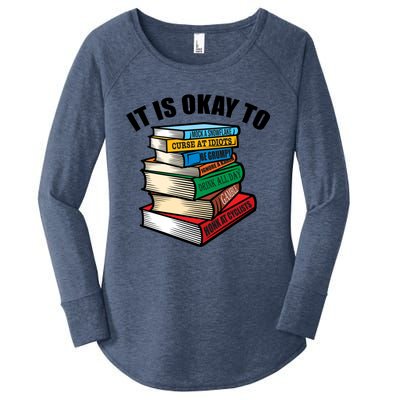 Funny Book Stack Satire For Grumpy People Humor Lover Gift Women's Perfect Tri Tunic Long Sleeve Shirt