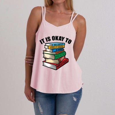 Funny Book Stack Satire For Grumpy People Humor Lover Gift Women's Strappy Tank