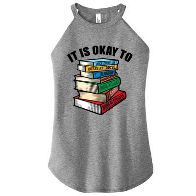 Funny Book Stack Satire For Grumpy People Humor Lover Gift Women's Perfect Tri Rocker Tank