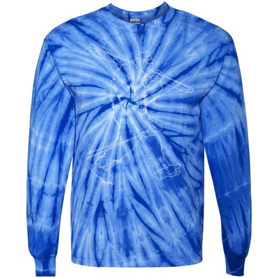 Funny Bigfoot Skiing Silhouette For Winter Ski Season Meaningful Gift Tie-Dye Long Sleeve Shirt