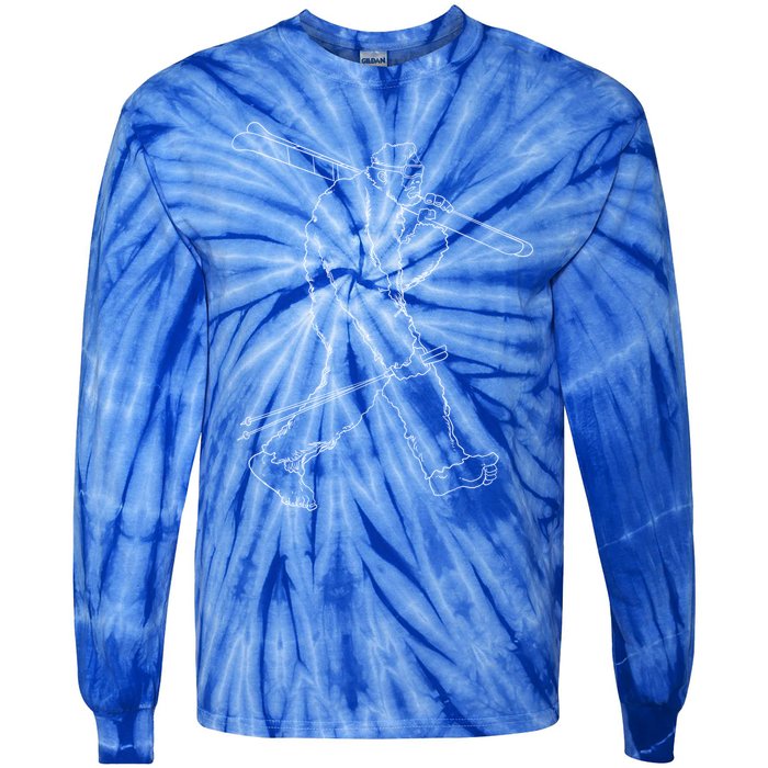 Funny Bigfoot Skiing Silhouette For Winter Ski Season Meaningful Gift Tie-Dye Long Sleeve Shirt