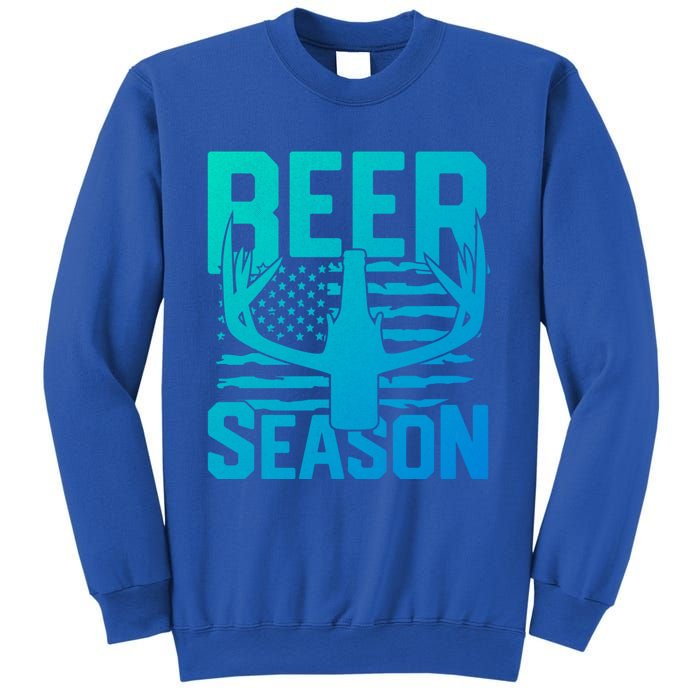 Funny Beer Season Deer Antlers American Flag Hunting Gift Sweatshirt