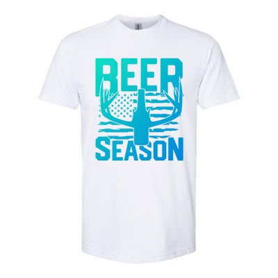 Funny Beer Season Deer Antlers American Flag Hunting Gift Softstyle® CVC T-Shirt