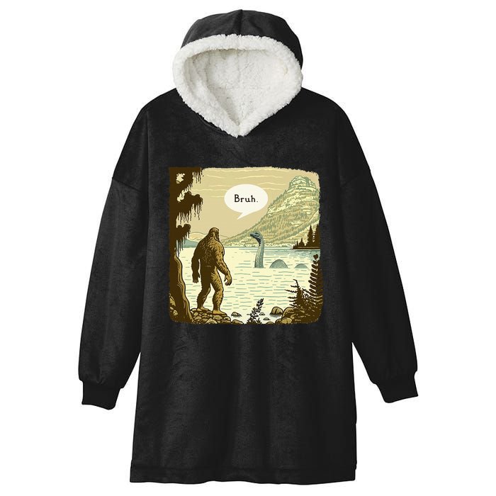 Funny Bigfoot Sasquatch Loch Ness Monster Introvert Bruh Hooded Wearable Blanket