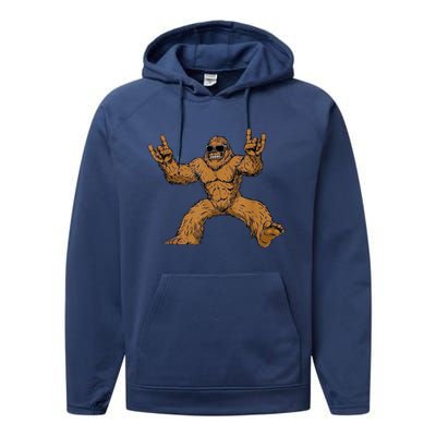 Funny Bigfoot Sasquatch Graphic Performance Fleece Hoodie