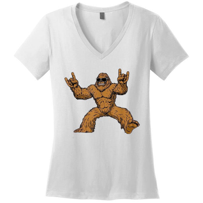 Funny Bigfoot Sasquatch Graphic Women's V-Neck T-Shirt