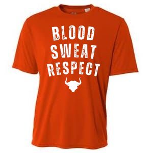 Funny BLOOD SWEAT RESPECT FIRST TWO YOU GIVE LAST ONE YOU EARN Cooling Performance Crew T-Shirt