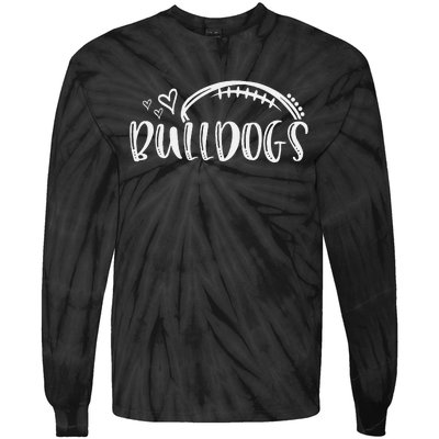 Football Bulldogs School Sports Fan Team Spirit Tie-Dye Long Sleeve Shirt