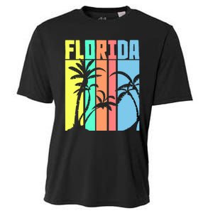 Florida Beach Summer Palm Trees Retro Florida Cooling Performance Crew T-Shirt