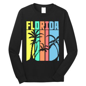 Florida Beach Summer Palm Trees Retro Florida Long Sleeve Shirt