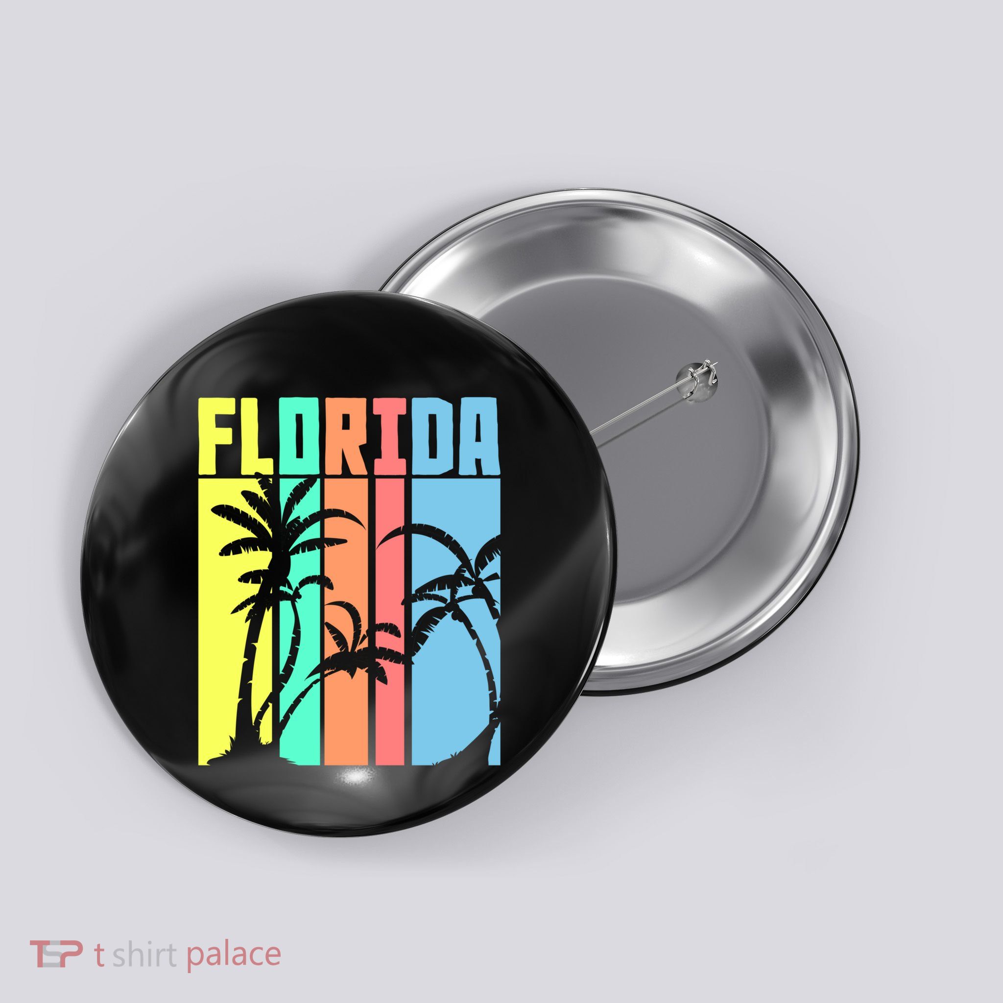 Florida Beach Summer Palm Trees Retro Florida Button