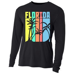 Florida Beach Summer Palm Trees Retro Florida Cooling Performance Long Sleeve Crew