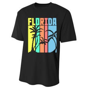 Florida Beach Summer Palm Trees Retro Florida Performance Sprint T-Shirt