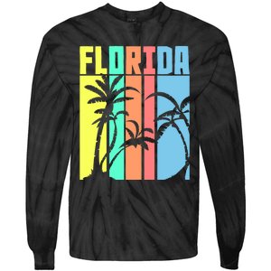 Florida Beach Summer Palm Trees Retro Florida Tie-Dye Long Sleeve Shirt