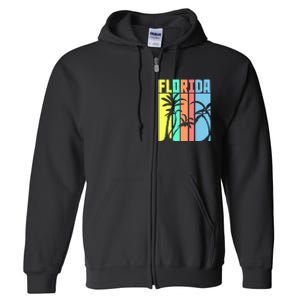 Florida Beach Summer Palm Trees Retro Florida Full Zip Hoodie