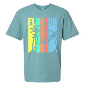 Florida Beach Summer Palm Trees Retro Florida Sueded Cloud Jersey T-Shirt