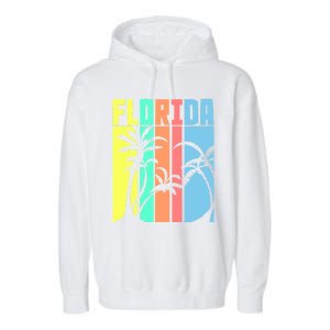 Florida Beach Summer Palm Trees Retro Florida Garment-Dyed Fleece Hoodie