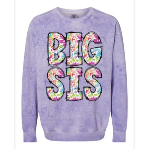 Floral Big Sister Gift Pregnancy Announcement Colorblast Crewneck Sweatshirt