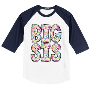 Floral Big Sister Gift Pregnancy Announcement Baseball Sleeve Shirt