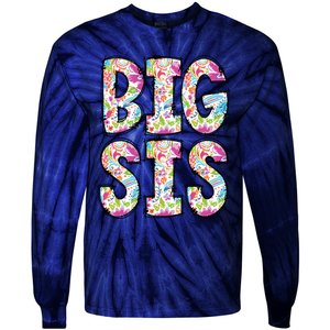 Floral Big Sister Gift Pregnancy Announcement Tie-Dye Long Sleeve Shirt