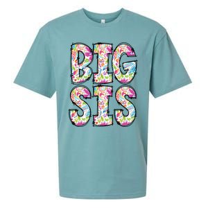 Floral Big Sister Gift Pregnancy Announcement Sueded Cloud Jersey T-Shirt