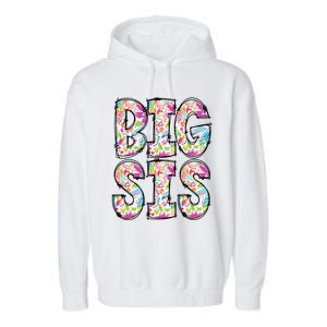 Floral Big Sister Gift Pregnancy Announcement Garment-Dyed Fleece Hoodie