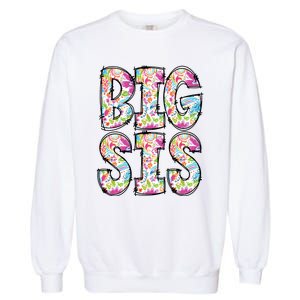 Floral Big Sister Gift Pregnancy Announcement Garment-Dyed Sweatshirt