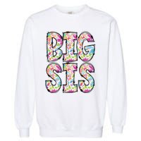 Floral Big Sister Gift Pregnancy Announcement Garment-Dyed Sweatshirt