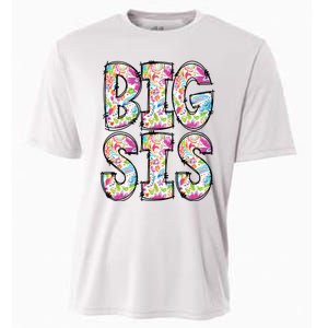 Floral Big Sister Gift Pregnancy Announcement Cooling Performance Crew T-Shirt