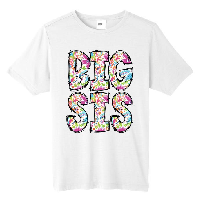 Floral Big Sister Gift Pregnancy Announcement Tall Fusion ChromaSoft Performance T-Shirt