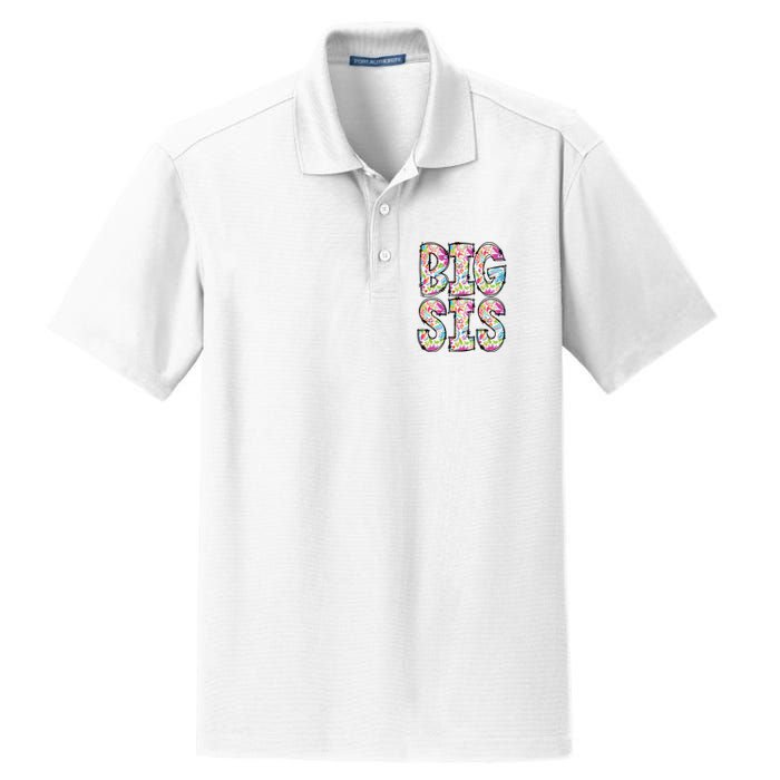 Floral Big Sister Gift Pregnancy Announcement Dry Zone Grid Polo