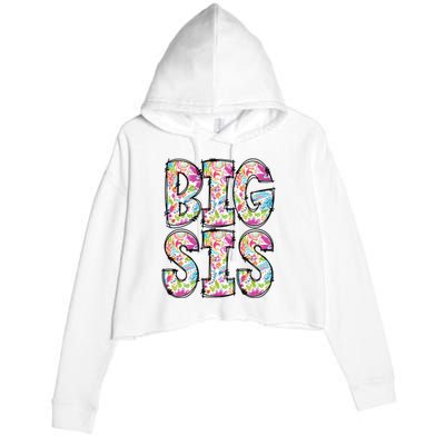 Floral Big Sister Gift Pregnancy Announcement Crop Fleece Hoodie