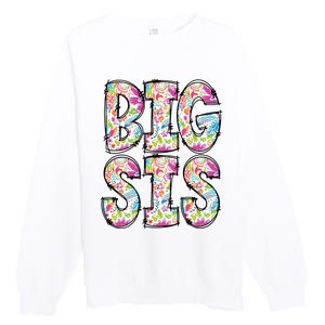 Floral Big Sister Gift Pregnancy Announcement Premium Crewneck Sweatshirt