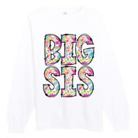 Floral Big Sister Gift Pregnancy Announcement Premium Crewneck Sweatshirt